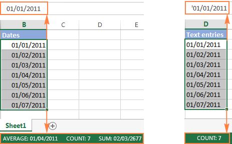 entering text numbers date in excel.